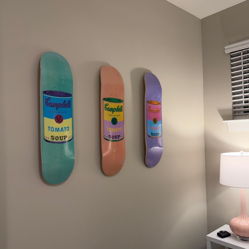 Pop Art Skateboard Wall Decor Set - Pastel Teal, Peach, Lavender